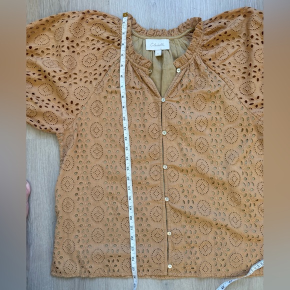 Cleobella Kate Blouse Wheat Tan Eyelet Button-Up Blouse Small Organic Cotton - Picture 10 of 13